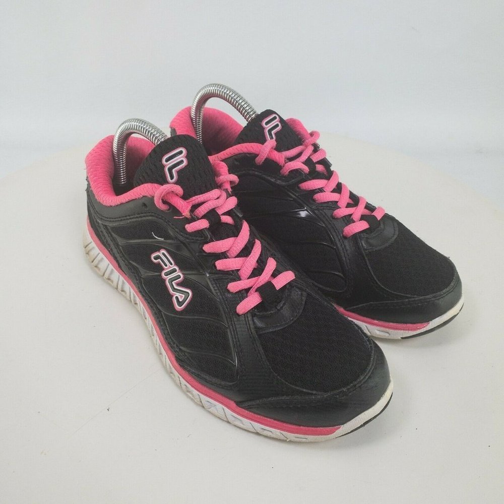 Fila Cool Max Sneakers Womens Size 7 Black Pink Running Shoes Lightweight #2906